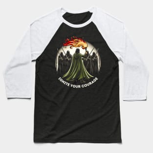 Ignite Your Courage - A Lone Guardian Confronts Shadowy Wraiths - Fantasy Baseball T-Shirt